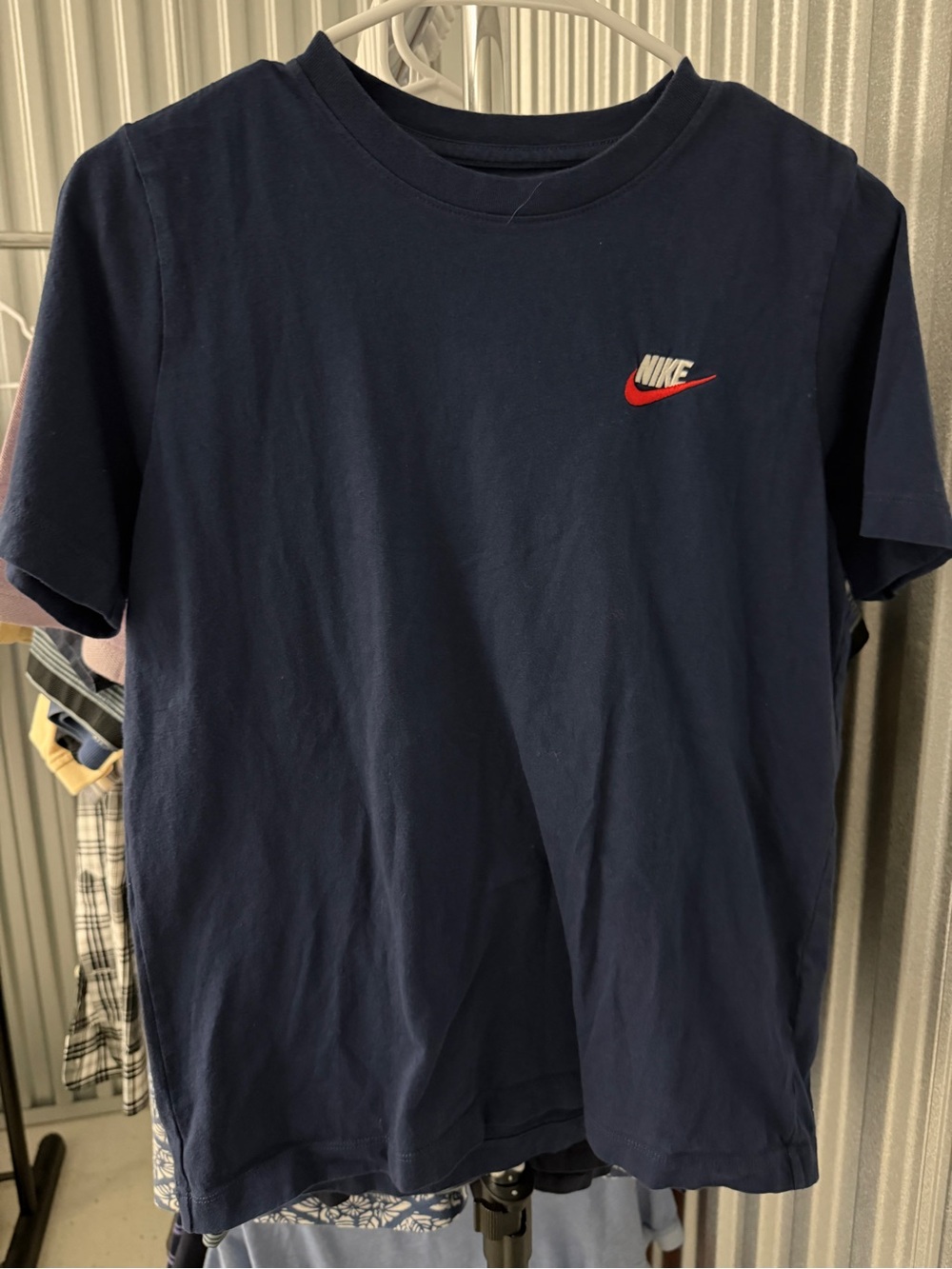 Nike Navy Short-Sleeve T-Shirt with Red Swoosh